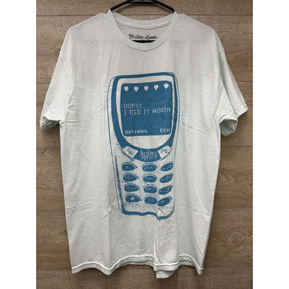 Britney Spears Oops I Did It Again Cellphone T-Shirt Large Blue NWOT
